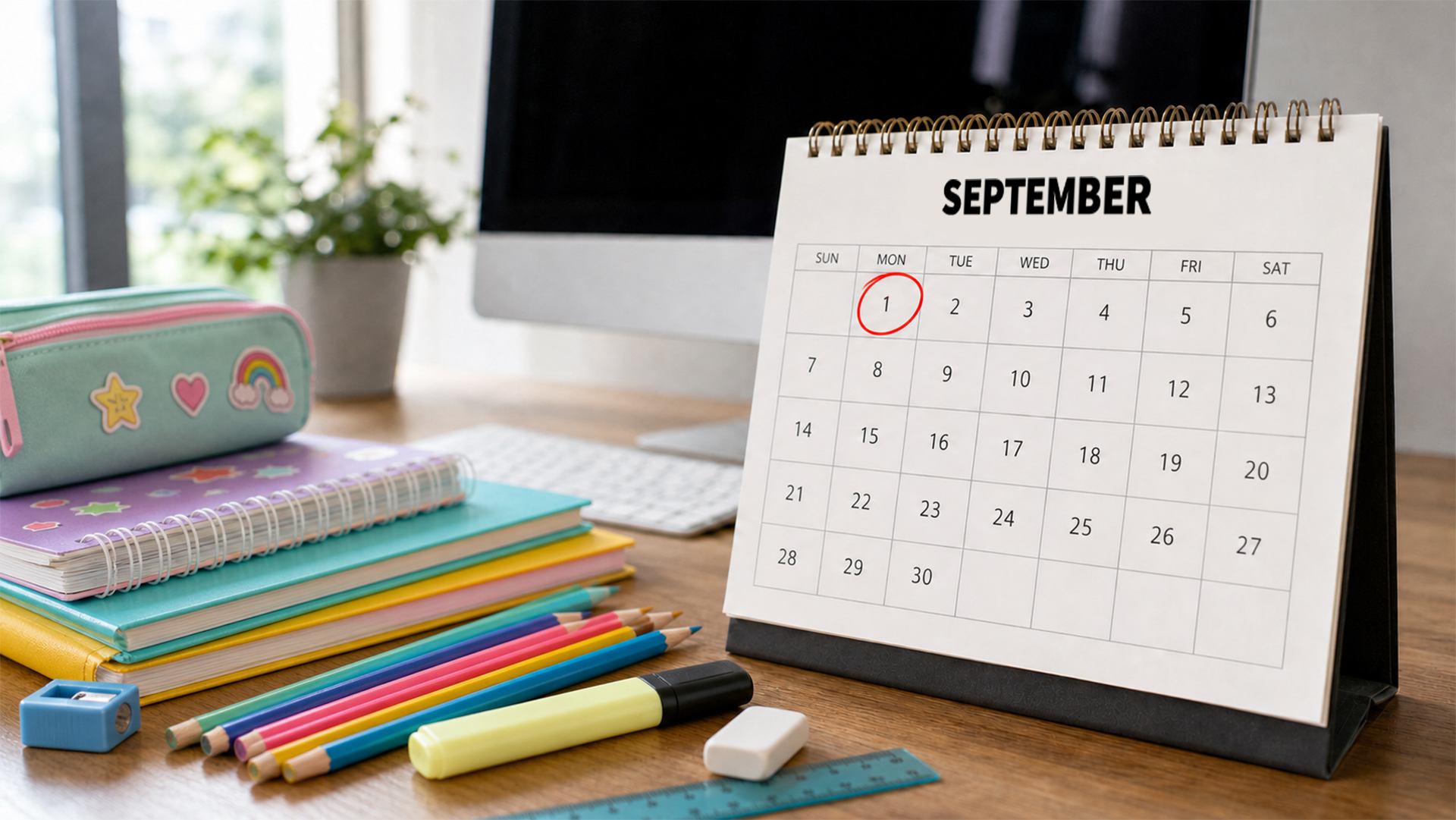 2027 back-to-school stationery sourcing calendar with approved notebook, pencil, ruler and packaging samples