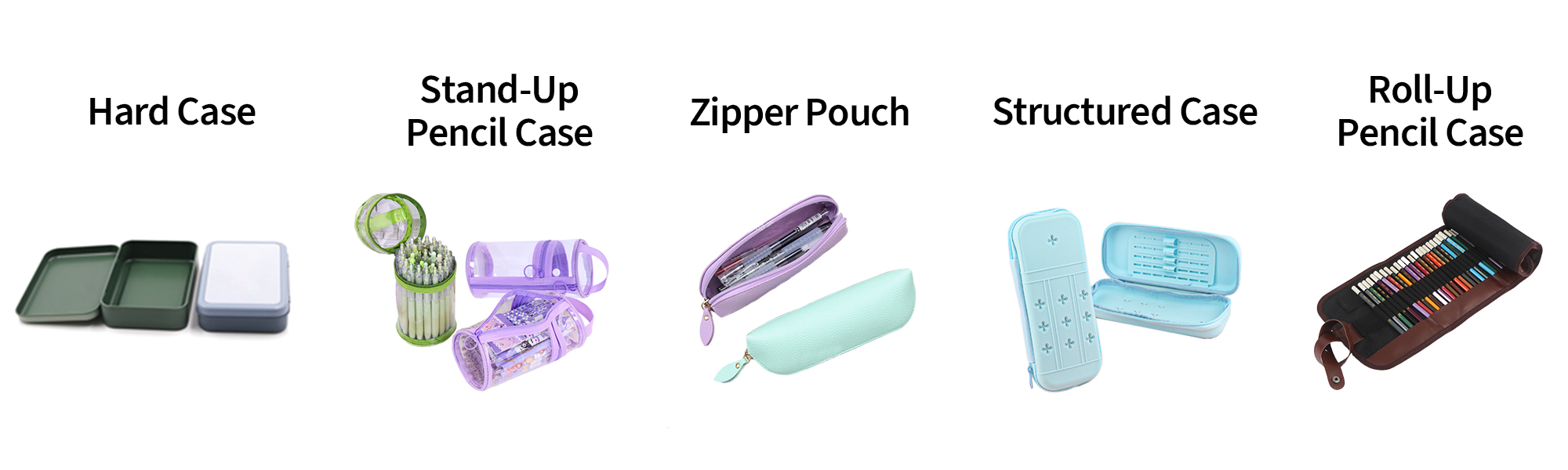 Examples of different pencil case formats