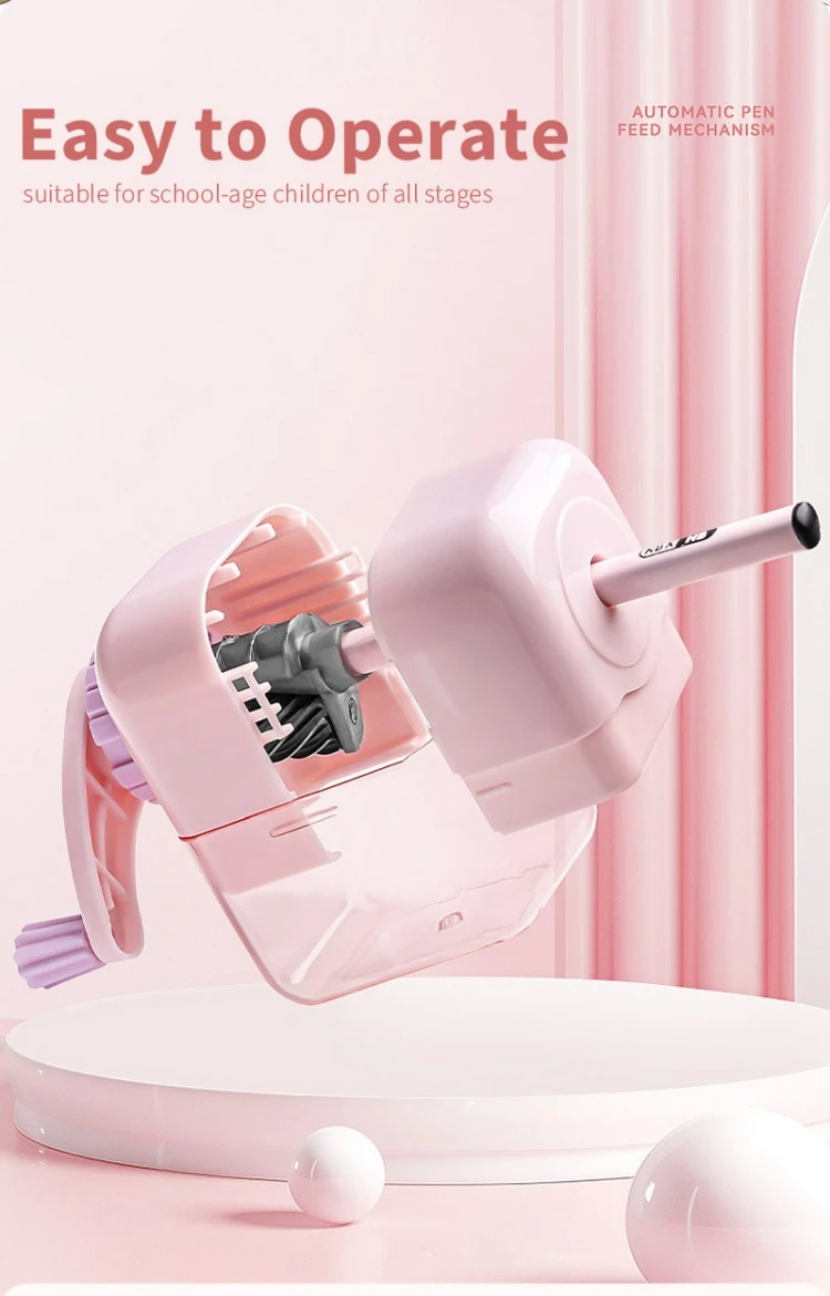 Cute Mini Plastic Hand Crank Pencil Sharpener